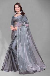 Trijal Art Trendy Designer Saree Silk Blend Saree Falls