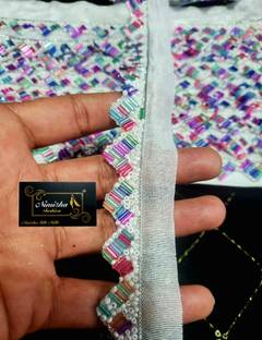 NIMISHA FASHION moti and pipe bids new design Lace Saree Falls