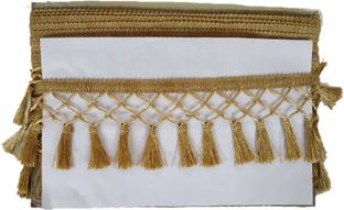 MARUTI KRUPA ENTERPRISE MAKE BEIGE FANCY JL 007 TASSELS 9 METER Nylon Saree Falls