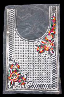 Pachrangi raw material now dress kurti Gala throat 1piece Sequin Net White multi 22cm+35cm Lace Saree Falls