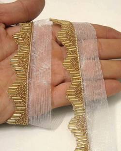 VINAYAK GALLERY Finetage Pipe in net Fabric Border Lace(9 Meters) Net Saree Falls