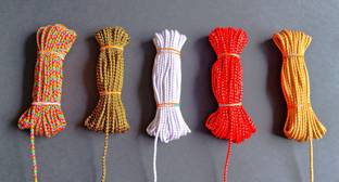 Pachrangi multi.black.white.red.gold 5 piece blouse Dori total 5×9=45meter mix pack of 4mm Lace Saree Falls