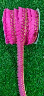 DEVHARU Rani pink 9 MTR Lace Saree Falls