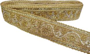 Navsha Creations Golden Lace and border 9m Velvet Saree Falls