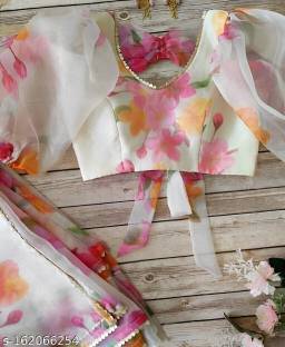 kraddle Floral Print Bollywood Organza Saree