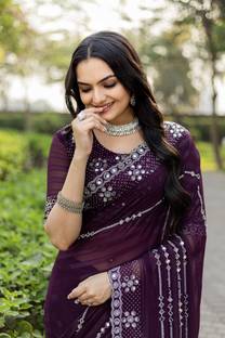 Krishna R fashion Applique Kanjivaram Silk Blend Saree