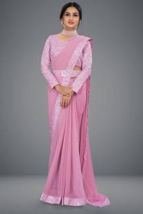 RJTAJ FAB Self Design, Solid/Plain Bollywood Georgette Saree