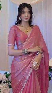 ShiVAdit Ethnic Self Design, Woven, Embellished Banarasi Organza, Art Silk Saree