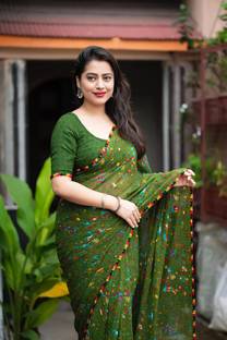 v.divyanshi & co. Printed Daily Wear Georgette Saree
