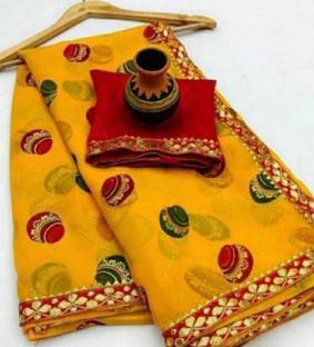 Yashvicreation Printed Bandhani Georgette Saree