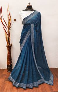 MM VENTURE Embroidered Bollywood Georgette Saree
