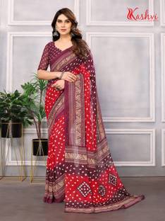 Printed Bandhani Georgette Saree