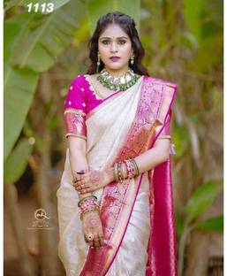 Zenophily Woven Kanjivaram Pure Silk, Art Silk Saree