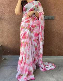Kachhot Floral Print Bollywood Chiffon Saree