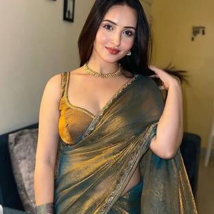 DEBRIS FAB Solid/Plain Bollywood Organza Saree