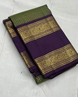 blazik Checkered Kanjivaram Silk Blend Saree