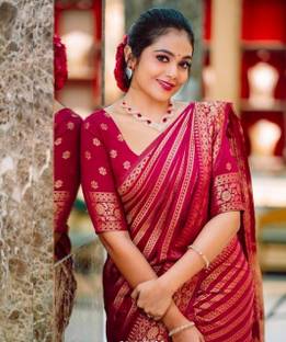 ZILVIRA Printed Kanjivaram Jacquard, Art Silk Saree