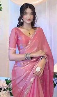 PRISHA Floral Print Bollywood Organza Saree