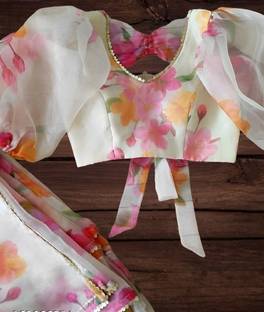 kraddle Floral Print Bollywood Organza Saree