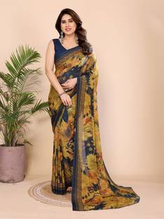 VJ FASHION Floral Print Daily Wear Georgette Saree