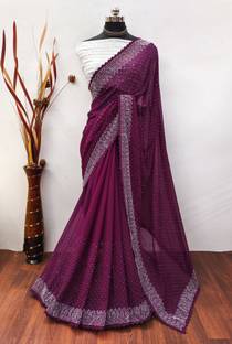 MM VENTURE Embroidered Bollywood Georgette Saree