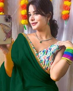 CHIGS Self Design Bollywood Georgette Saree