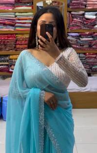 MN VENTURE Embroidered Bollywood Georgette Saree