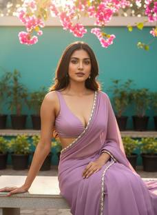 LOROFY Solid/Plain, Woven Bollywood Tussar Silk Saree