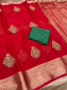 Dev Embroidered Kanjivaram Organza Saree