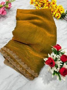 DEBRIS FAB Solid/Plain Daily Wear Tissue, Pure Silk Saree