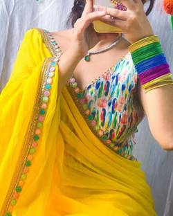 Edina Solid/Plain Bollywood Georgette Saree