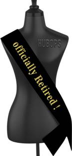 hubops Officially Retired Sash black with golden text for Retirement Party Accessory
