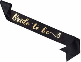 Presta Gifts Bride to Be Satin Sash Bachelorette Party Bridal Wedding Decorative Signs Accessories(Foil Black)