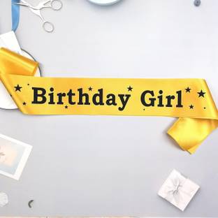 Beauty World Birthday Sash Birthday Girl yellow Satin Sash Ribbon (Pack of 1)