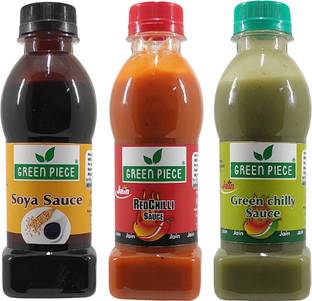GREEN PIECE Jain Combo Without Onion/garlic/Potato Soya,green Chilli ,Red Chilli(Pack of 3) Sauces & Ketchup