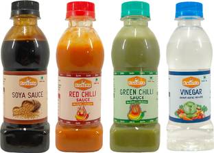 Fruvanta Jain Combo Without Onion/garlic Soya,Green Chilli,Red Chilli,vinegar(200g x 4) Sauces & Ketchup
