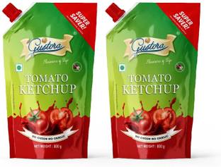 Gustora No Onion Garlic Tomato Ketchup Combo I Rich & Smooth- (800gm X 2) Sauces
