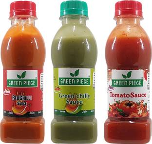 GREEN PIECE Jain Sauce Combo Without Onion/garlic Tomato,Green Chilli,Red Chilli.(200gm x 3) Sauces & Ketchup