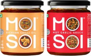 MOI SOI Sichuan Chilli Oil & Hot Garlic Sauce (Combo of 2) (Cook | Spread | Dip) (Vegan) Sauce & Dip