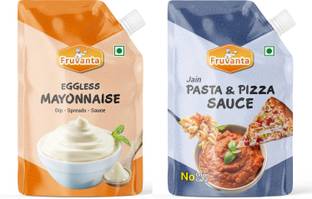 Fruvanta Jain Pizza Pasta Sauce With No Onion No Garlic and Eggless Mayonnaise(200gm x2) Sauce & Dip