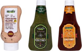 Naturin Thousand Island 290g, Dhaniya Pudina Chutney 370g and Khatti Meethi Chutney 425g Dip