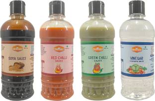 Fruvanta Soya Sauce , red Chilli Sauce , Green Chilli Sauce and vinegar(Pack of 4) Sauces & Ketchup