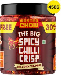 MasterChow 2x Chilli Garlic Crisp (450gms) - 30% Extra | Extra Hot - Extra Big Sauce & Dip