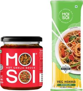 MOI SOI Hot Garlic Sauce + Veg Hakka Noodle (Value pack | No MSG | Authentic Flavours) Sauce & Dip