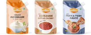 Fruvanta Jain Schezwan Dipping Chutney, Mayonnaise and Pizza Pasta Sauces (100gm x 3) Sauce & Dip