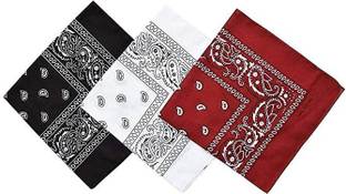 Good Shopkeeper white, red and black multiuse cotton 20inches x 20inches handkerchief ["black, red and white"] Handkerchief