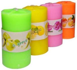 PeepalComm Premium Multi Color Fruit Scented Candles Set Of 4 For Diwali And Occasions Candle