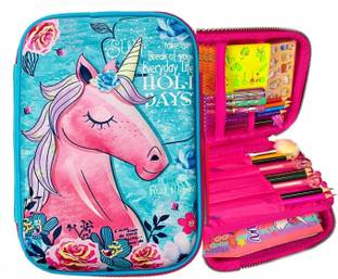 TIDDHI Unicorn Print Large Capacity Pencil Case, Pen & Pencil Pouch Bag unicorn Art Canvas Pencil Box