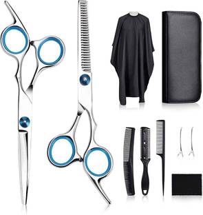 maycreate Professional Hair Cutting Barber Scissors Kit - 6.7 Inch Hairdressing Scissors with 3 Combs, Haircut Cloak and Hair Clips Hairdresser for Men and Women Scissors