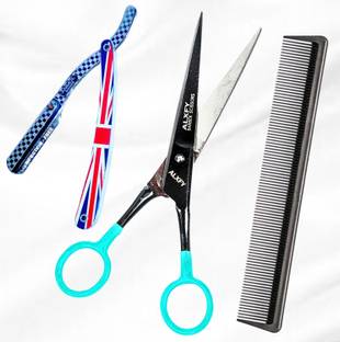 alxfy Professional Barber Hair Cutting Salon Scissor Fancy American Razor Combo Kit Scissors